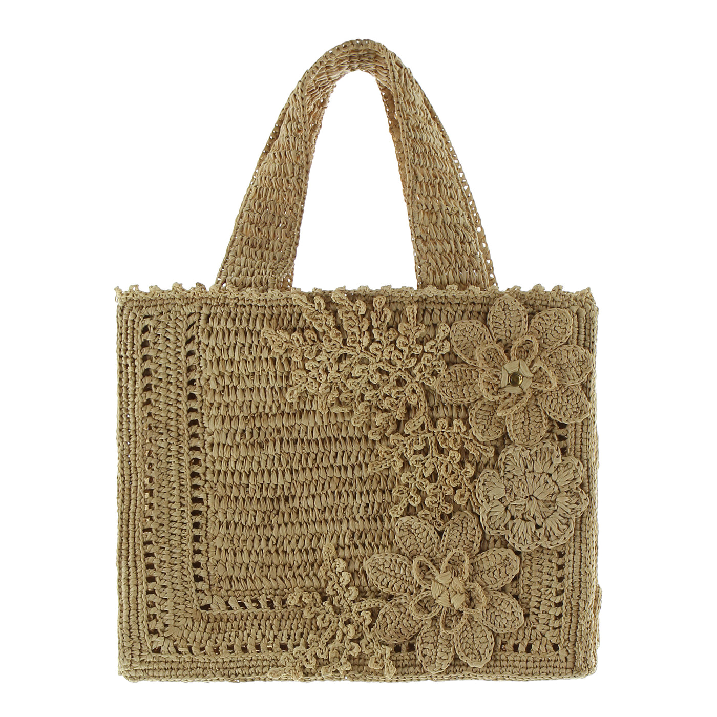 Floral Raffia Mini Tote aus Bast