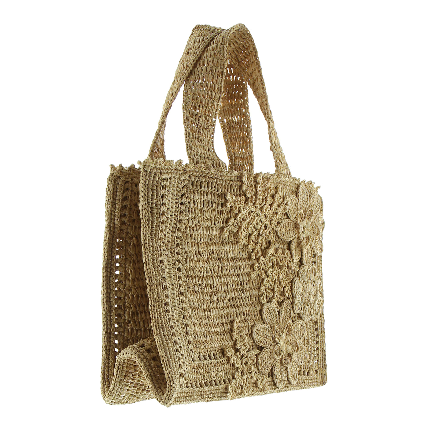 Floral Raffia Mini Tote aus Bast