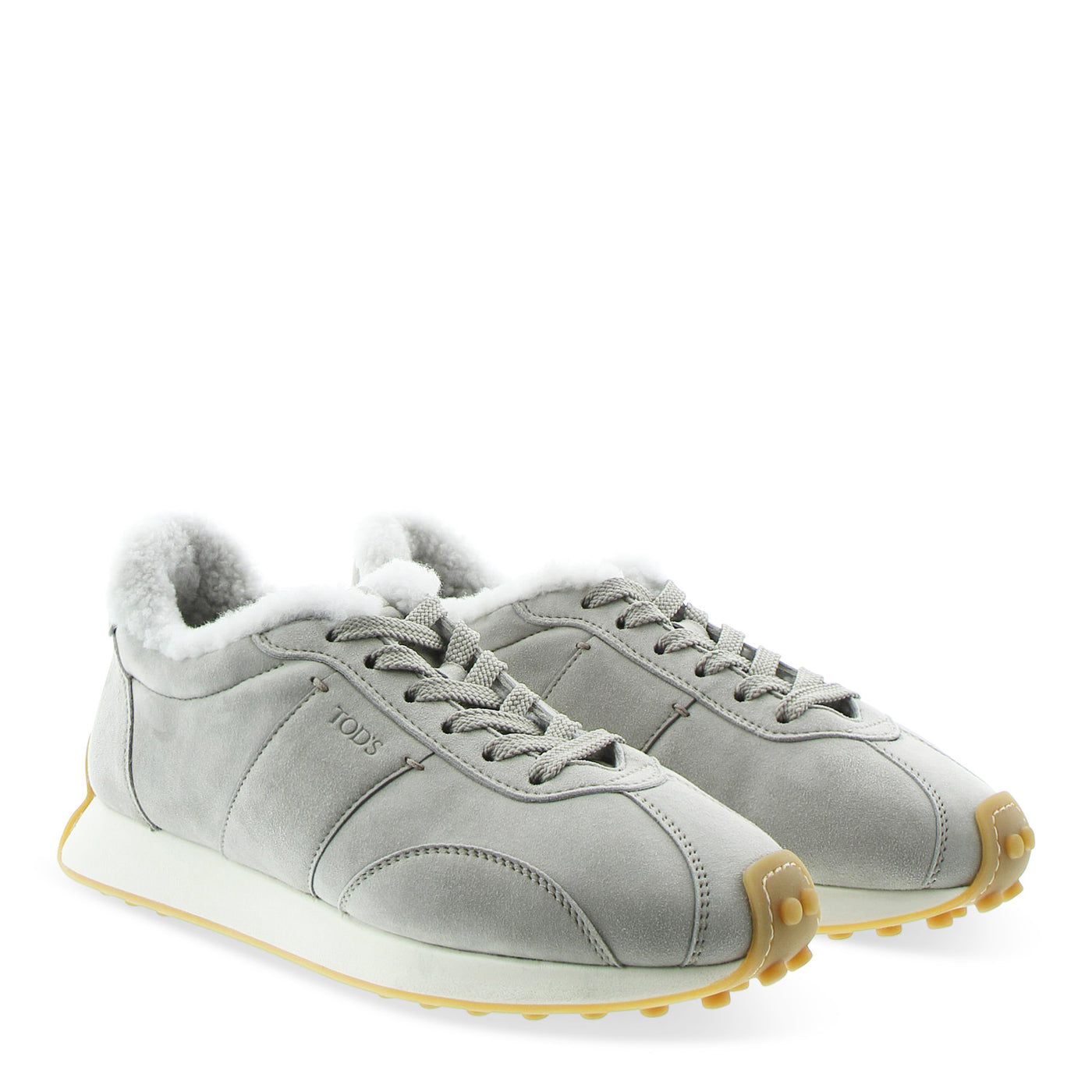 Sneakers aus Veloursleder mit Shearling