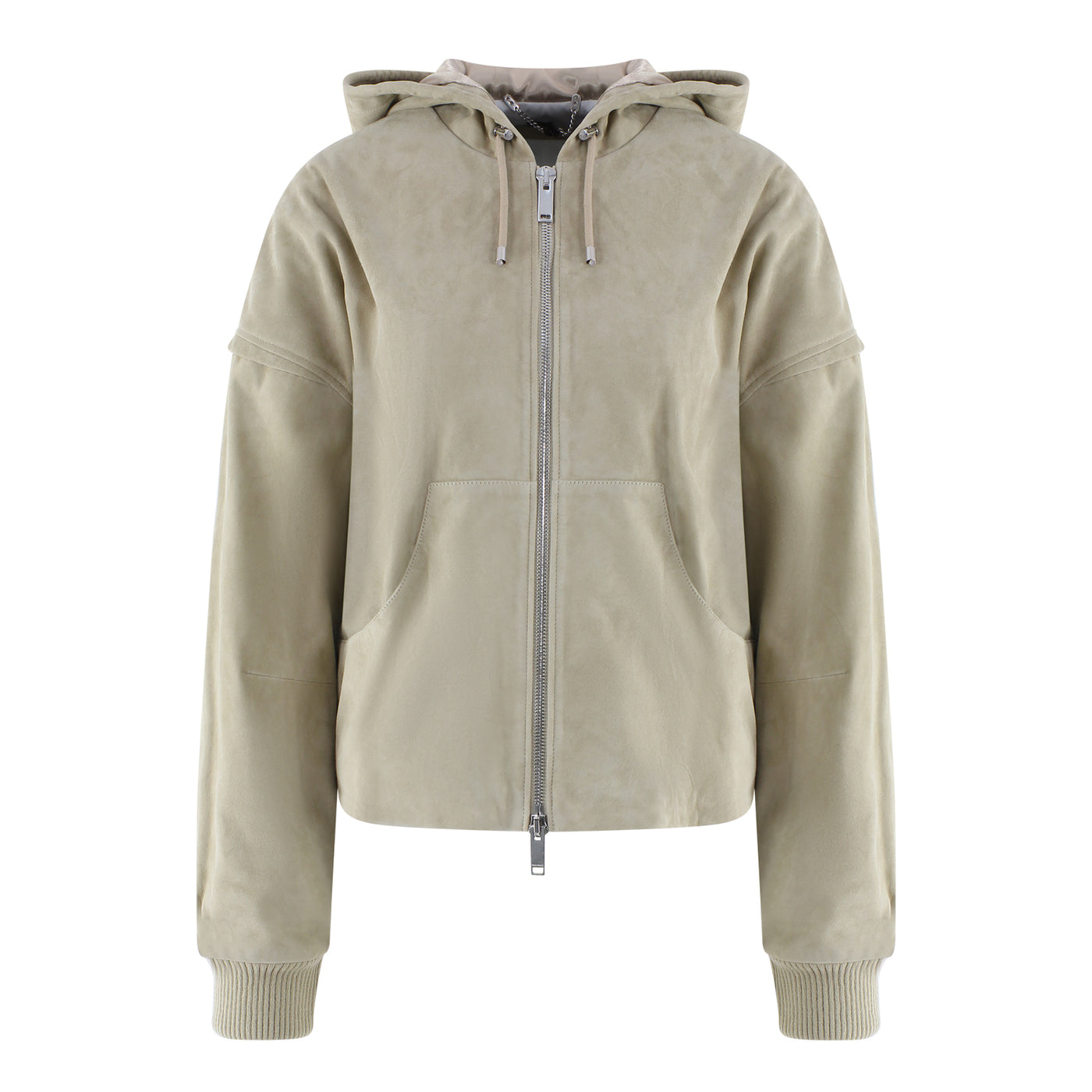 Hoodiejacke Bomber Jacke aus Veloursleder