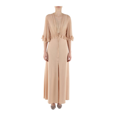 Kleid aus Crêpe-Satin mit Chiffon