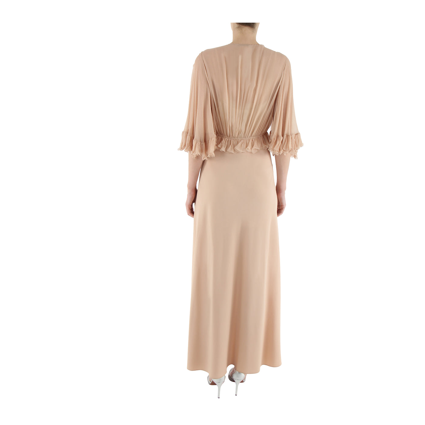 Kleid aus Crêpe-Satin mit Chiffon