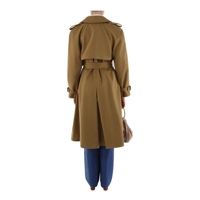 Trenchcoat aus Baumwollgabardine mit Lederbesatz