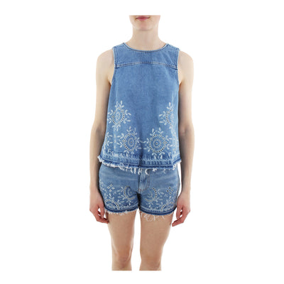 Jeansshorts mit Lochstickerei