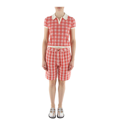 Shorts Gingham aus Seidenmix