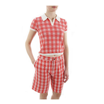 Shorts Gingham aus Seidenmix